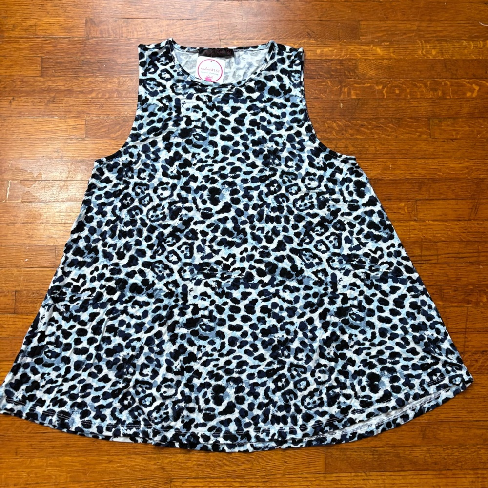Shiela Rose Leopard Sleeveless Stretch Tank Top L